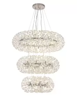 Image of 3 Tier Pendant 58 Light G9 Polished Chrome, Crystal, Item Weight: 30.2kg