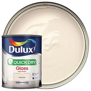 Image of Dulux Quick Dry Magnolia Gloss High Sheen Paint 750ml