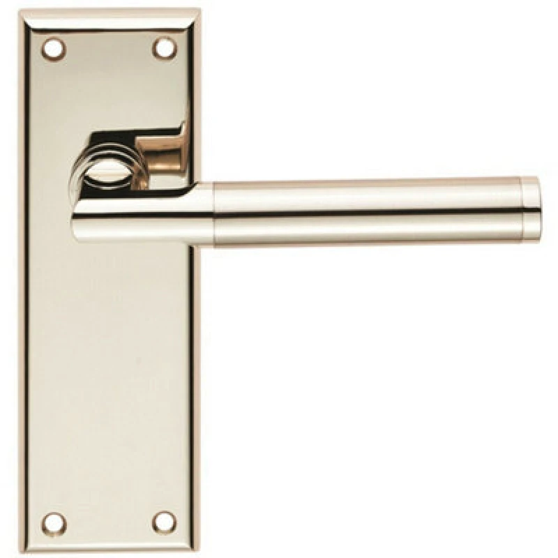 Image of Loops Round Bar Section Handle on Latch Backplate 150 x 50mm Polished Satin Nickel Metallics