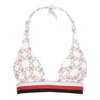 Image of Guess Logomania Halterneck Bikini Top - White