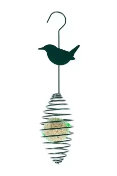 Image of Metal Spring Bird Feeder with Bird Decoration, Wren