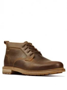 Image of Clarks Foxwell Mid Leather Boots - Beeswax, Beeswax, Size 9, Men