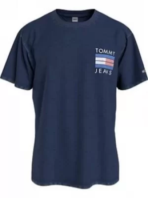 Image of Tommy Jeans Tommy Jeans Tjm Palm Tree Back Print Graphic T-Shirt, Navy, Size L, Men