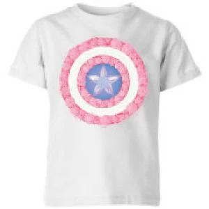 Image of Marvel Captain America Flower Shield Kids T-Shirt - White - 5-6 Years