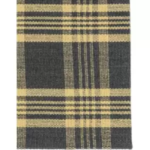 Image of Douglas Grey and Yellow Tartan Check Non-Slip 100% Wool Rug, 150 x 240cm - Grey - Homescapes