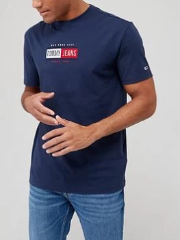 Image of Tommy Jeans Timeless Tommy T-Shirt - Twilight Navy, Twilight Navy, Size S, Men