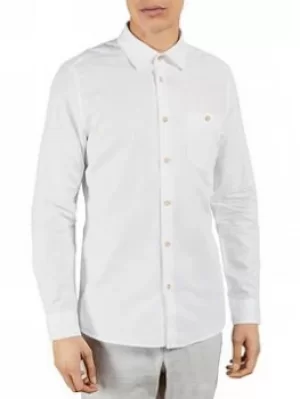 Image of Ted Baker Sauss Linen Shirt, White, Size 3, Men