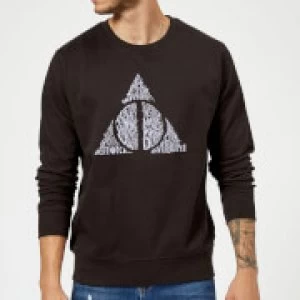 Image of Harry Potter Deathly Hallows Text Sweatshirt - Black