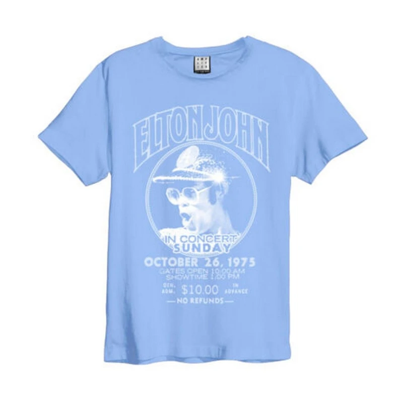 Image of Amplified Amplified Men Live in Concert Elton John T-Shirt in Pale Blue Size: Small Pale Blue S Male 5063377001358