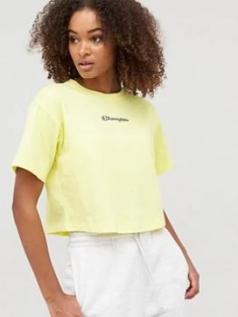 Image of Champion Crewneck Crop T-Shirt - Yellow