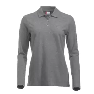 Image of Clique Womens/Ladies Classic Marion Melange Long-Sleeved Polo Shirt (S) (Grey Melange)