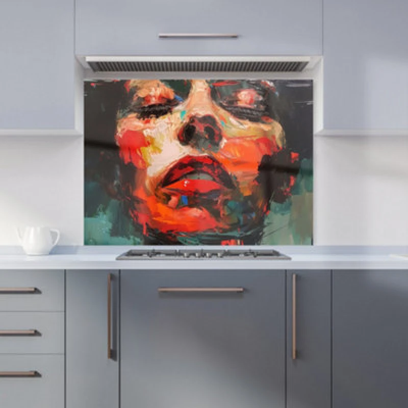 Image of Warren Reed - Designer Coloured Splashart Monkey Face with Glasses Tea Towel in Blue Blue Unisex