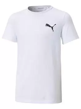 Image of Puma Boys Training Small Logo Tee - White, Size 9-10 Years