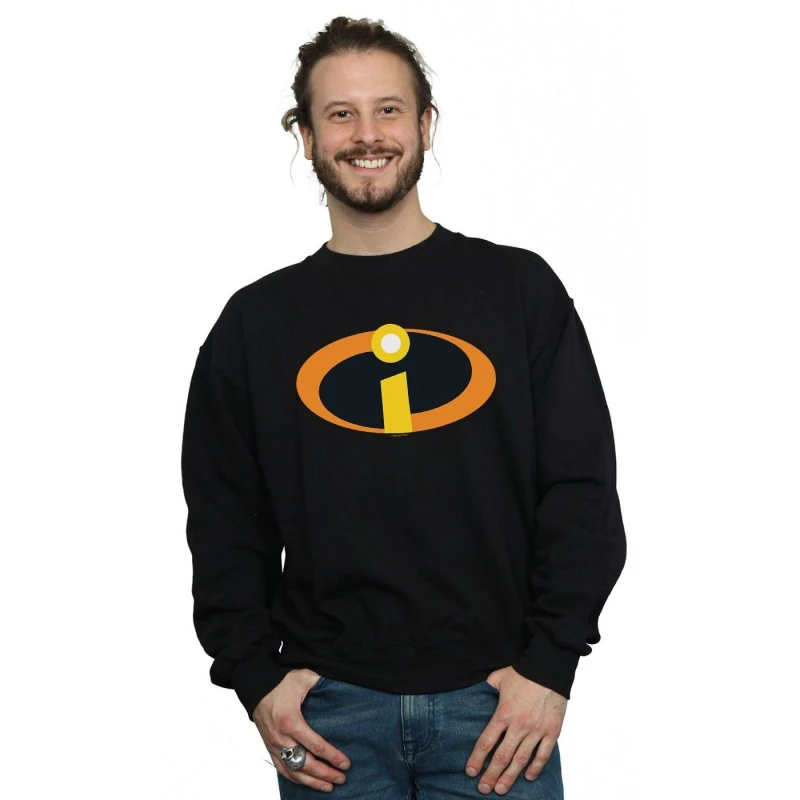 Image of Disney Men The Incredibles Costume Logo Sweatshirt in Black Size: Small Black S Male 5057955876612