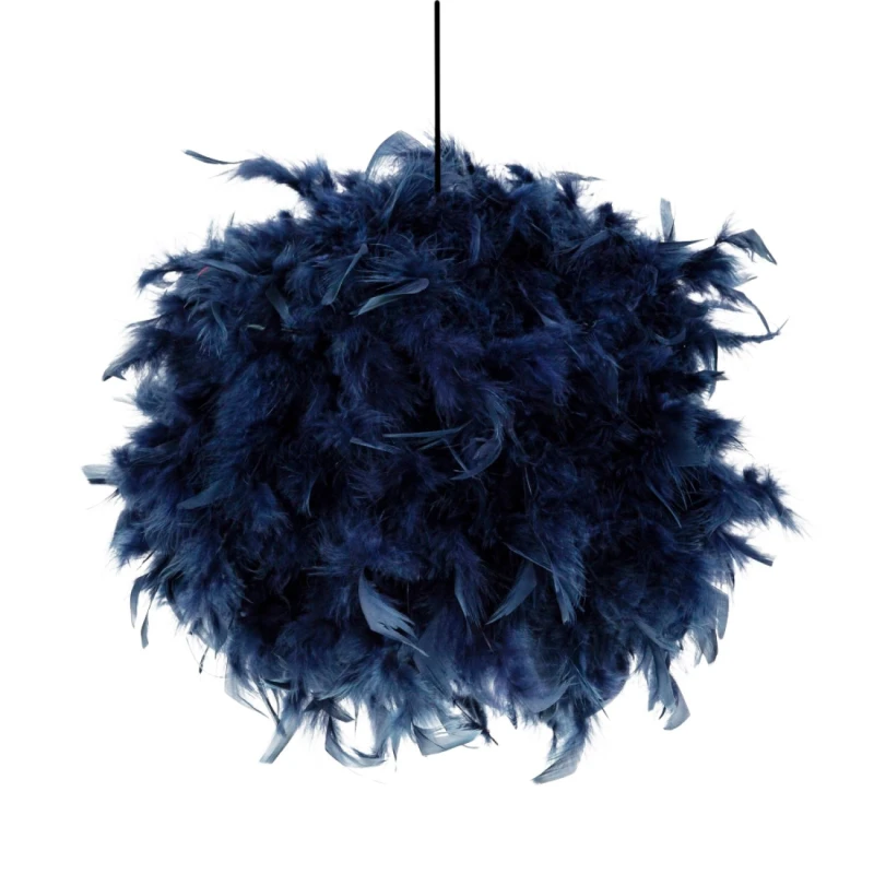Image of Happy Homewares Eye-Catching & Modern Genuine Feather Decorated Pendant Light Shade in Midnight Size: 16" Midnight Unisex 16"