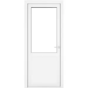 Image of Crystal uPVC Single Door Half Glass Half Panel Left Hand Open In 920mm x 2090mm Clear Double Glazed White (each)