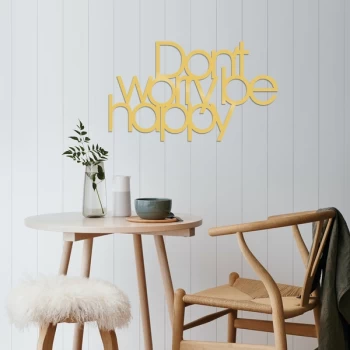 Image of Dont Worry Be Happy - Gold Gold Decorative Metal Wall Accessory