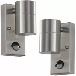 Image of Loops - 2 pack IP44 Outdoor Accent Light Stainless Steel pir Wall Downlight GU10 Lamp