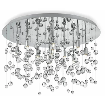 Image of Ideal Lux Neve - 8 Light Medium Blown Glass Bubbles Ceiling Pendant Chrome, G9