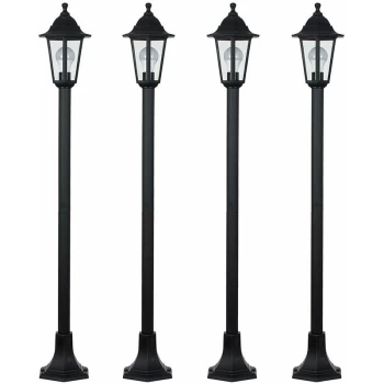 Image of 4 X Traditional Victorian 1.2M Black IP44 Outdoor Garden Lamp Post Bollard Lights - No Bulbs