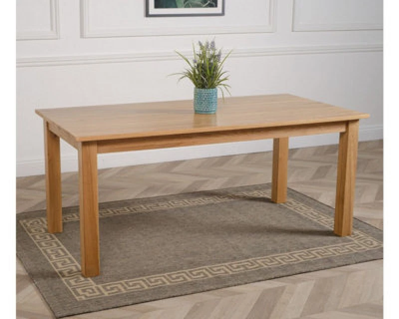 Image of Thats Furniture Oslo 180 x 90cm Large Oak Dining Table & 6 Washington Leather Chairs in Black Unisex 180 x 90 cm