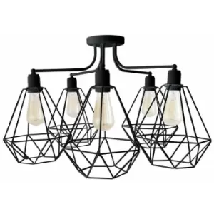 Image of Helam Karo Multi Arm Semi Flush Ceiling Light Black 75cm