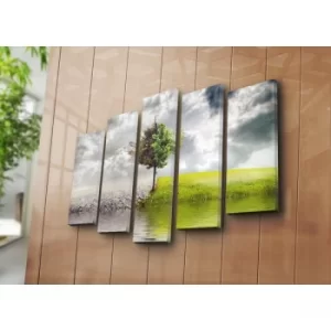 Image of 5PATK-48 Multicolor Decorative Canvas Painting (5 Pieces)