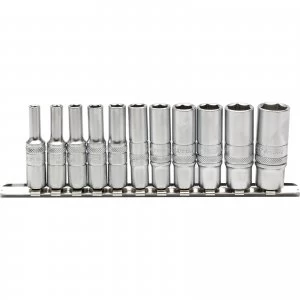 Image of Draper Expert 11 Piece 1/4" Drive Deep Hex Socket Set Imperial on Rail 1/4"