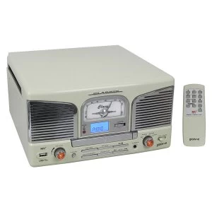 Image of Groov-e Music Centre Vinyl Record Player with CD USB and FM Radio - Cream