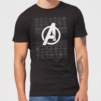 Image of Marvel Avengers Logo Mens Christmas T-Shirt - Black - 5XL