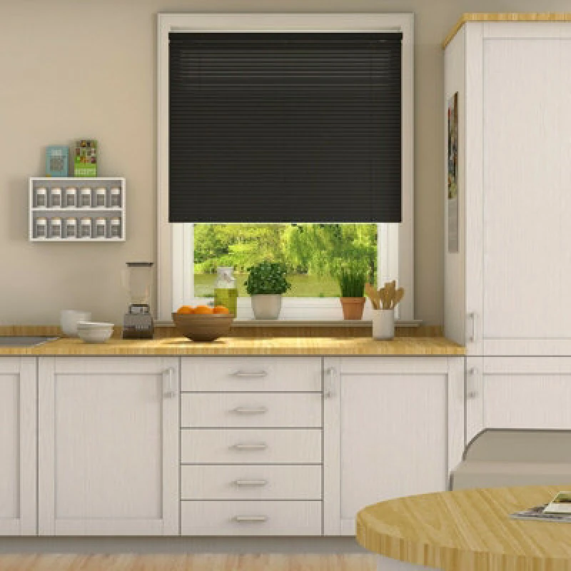 Image of 152Cm Drop, 25mm Slat Pvc Venetian Blind 105Cm Black