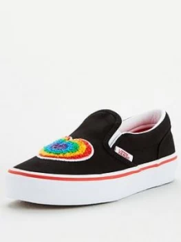 Image of Vans Childrens Classic Slip-on Chenille Rainbow - Black/White, Size 2