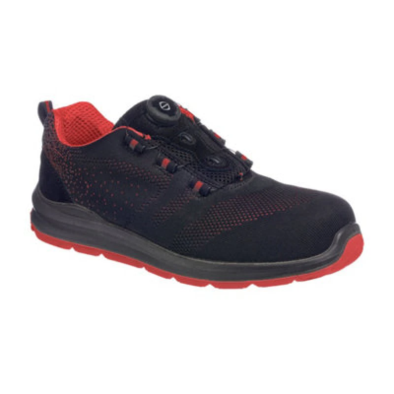 Image of Portwest Compositelite Wire Lace Knit Safety Trainers FT08BKD45 Colour: Black / Red