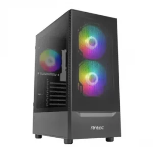 Image of Antec NX410 Gaming Case w/ Glass Window, ATX, 3 x ARGB Fans, LED Control Button, Mesh Front, Black