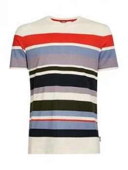Image of Ted Baker Wakey Stripe T-Shirt, Natural, Size 2, Men