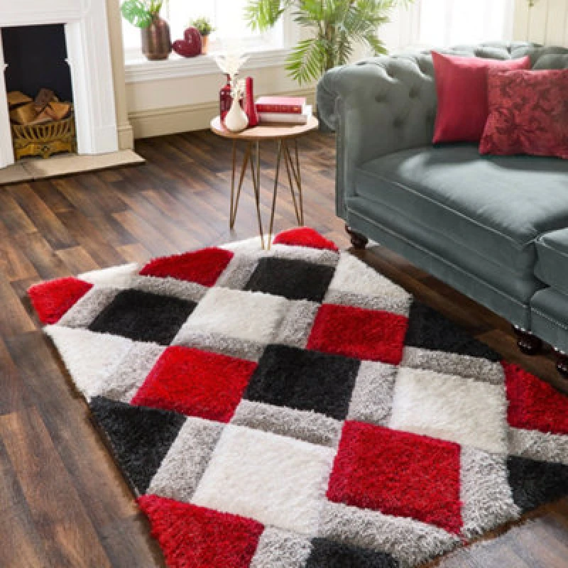 Image of Origins Geo Shaggy Rug RED 60X110 MN14621