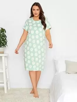 Image of Yours Oversize Daisy Nightdress - Green, Size 30-32, Women