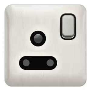 Image of Schneider LSD 1G 15A Round Pin Switched Socket Black Insert Stainless Steel - GGBL3090BSSS