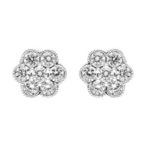 Image of 18ct White Gold 0.25ct Diamond Flower Cluster Stud Earrings