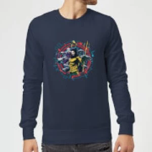 Image of Aquaman Circular Portrait Sweatshirt - Navy - L