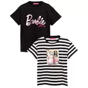 Image of Barbie Girls T-Shirt (Pack of 2) (7-8 Years) (Black/White)