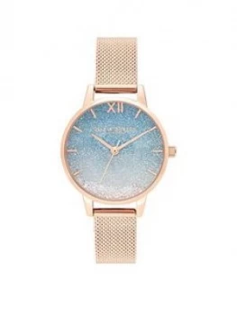Image of Olivia Burton Under The Sea Wishing Wave Rose Gold Mesh Watch