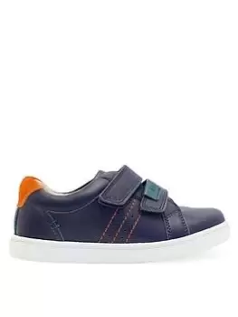 Image of Start-rite Explore Leather Double Riptape Boys Trainer School Shoes - Navy Blue, Navy Leather, Size 9 Younger