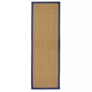 Image of Herringbone Runner with Border - Blue - 60x180cm