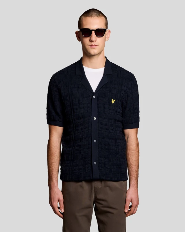 Image of Lyle & Scott Shirt Lyle & Scott Jacquard Bleu Male M