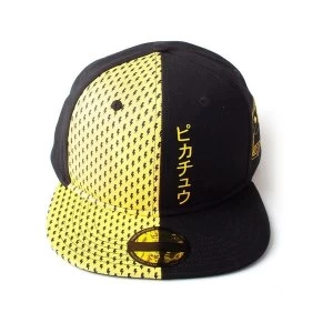Image of Pokemon - Block Pikachu Unisex Snapback Baseball Cap - Black/Yellow