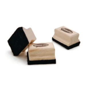 Image of Show-me Wooden Handled Mini Felt Whiteboard Eraser Pack of 30 WME30