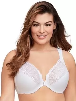 Image of Glamorise Glamorise Wonderwire Lace Front Close Bra, White, Size 44F, Women