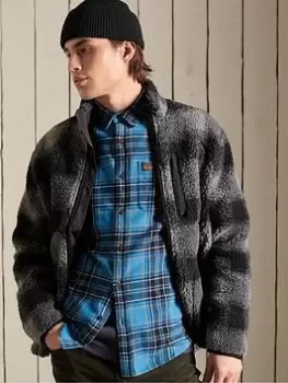 Image of Superdry Sherpa Workwear Jacket, Black/Grey Size M Men