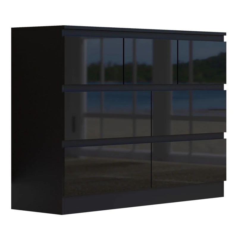 Image of FWStyle FWStyle 7 Drawer Merchant Chest Gloss Black Scratch Resistant Black One Size Unisex 5056413129215